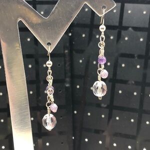 Sterling silver 925 stone/gemstone bead dangle earrings, elegant.